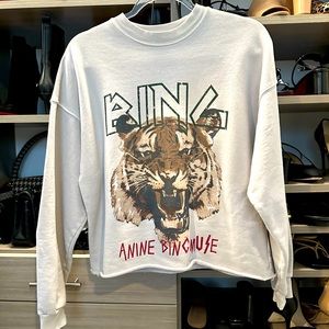 Anine Bing Tiger Sweatshirt, Stone Size Small